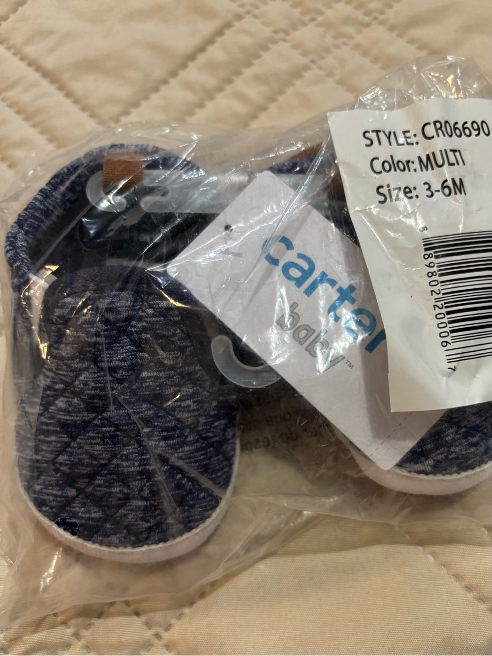Carter's 3-6M Navy Multi Knit Baby Walker Shoes